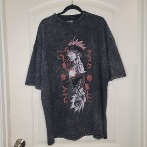 Vintage-style Anime Graphic Tee in Black